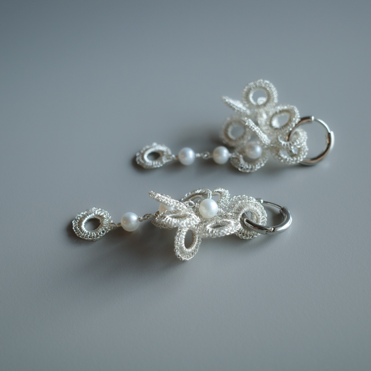 Full Bloom – 耳飾り4点(S×2,パール×2）モチーフセット　シルバー　受注販売
