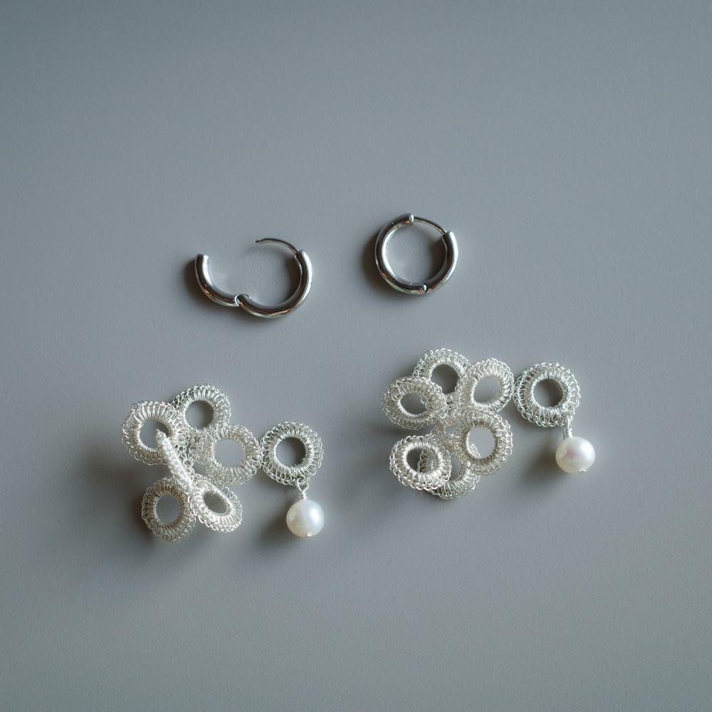 Full Bloom | SS & Pearl ◯ 4-Motif Set (Silver / Made to Order)