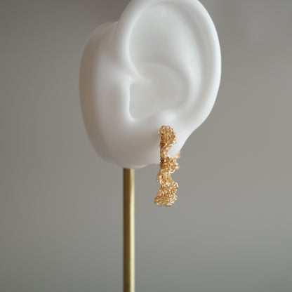 Frill Frill – 金屬線蕾絲圈式耳環　Gold color