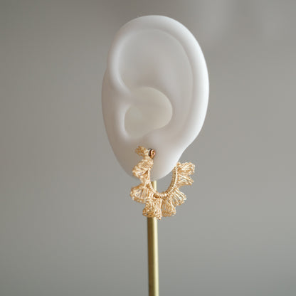 Frill Frill – 金屬線蕾絲圈式耳環　Gold color