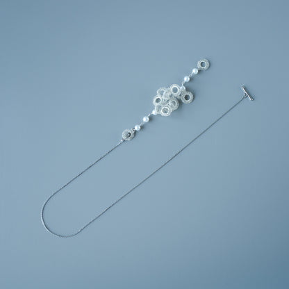 Full Bloom – ワイヤークロッシェとパールのネックレス  S  Silver Color