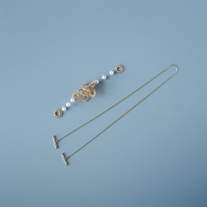 Full Bloom – ワイヤークロッシェとパールのネックレス S  Gold Color