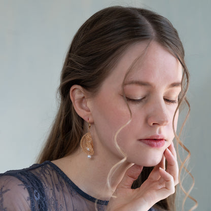 Pearl Veil　耳環　Gold color