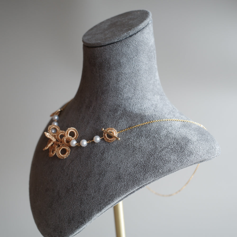 Full Bloom – 手工金屬線編織珍珠項鍊