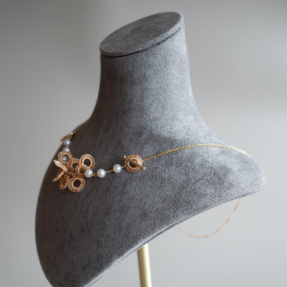 Full Bloom – 手工金屬線編織珍珠項鍊