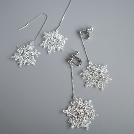 雪花 Wire Crochet Earrings [silver]
