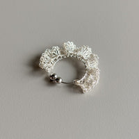 澎澎蕾絲 金屬鉤織耳骨夾　銀色