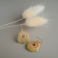 Peridot Lace – ワイヤークロッシェ耳飾り Gold color